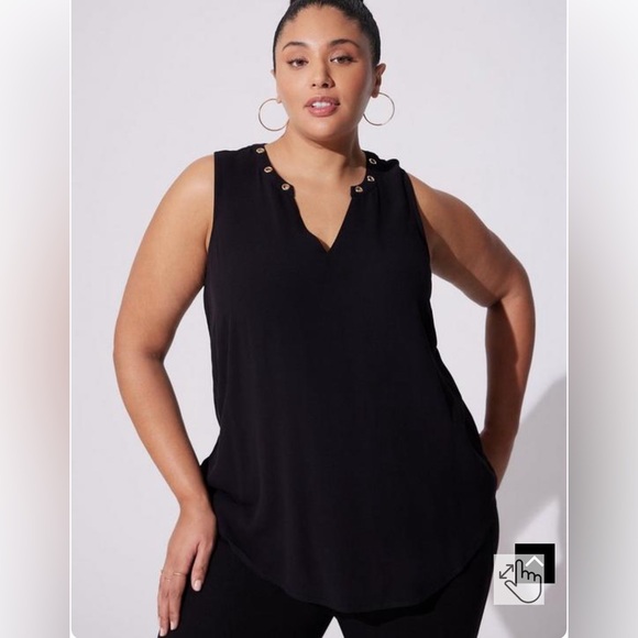 Torrid plus size black whimsigoth, goth rock and roll rayon grommet tank. Sz 00X - Picture 1 of 13